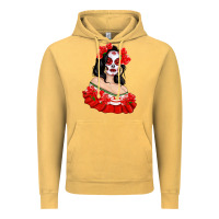 Vintage Mustard Mexicana Skull Girl with Roses Vintage Hoodie - texasbilliewilder