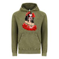 Vintage Olive Mexicana Skull Girl with Roses Vintage Hoodie - texasbilliewilder
