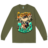 Army Green Can't be tamed cow Long Sleeve Tee - HowdyJamesFarm