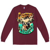 Burgundy Can't be tamed cow Long Sleeve Tee - HowdyJamesFarm