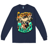 Navy Can't be tamed cow Long Sleeve Tee - HowdyJamesFarm