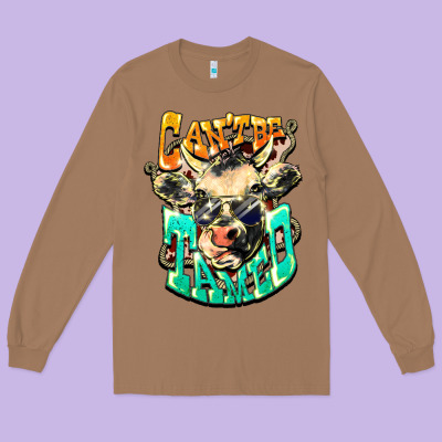 Can't Be Tamed Cow Long Sleeve Tee Designed By Howdyjamesfarm