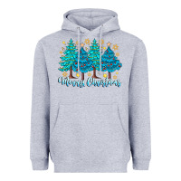 Heather Grey Merry Christmas Heavyweight Hoodie - CowhideDigitalArt