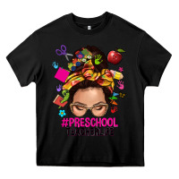 Black preschool teacher life  messy bun Heavy Core Tee - NancyCooperArtShop