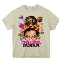 Mossy preschool teacher life  messy bun Heavy Core Tee - NancyCooperArtShop