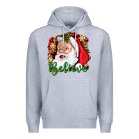 Heather Grey Believe And Santa Premium Hoodie - BundleAndBundleShop
