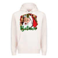 Pale Pink Believe And Santa Premium Hoodie - BundleAndBundleShop