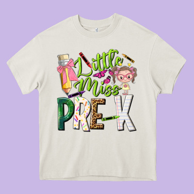 Little Miss Pre K Heavy Core Tee Designed By Nancycooperartshop