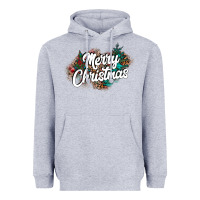 Heather Grey Merry Christmas Heavyweight Hoodie - CowhideDigitalArt