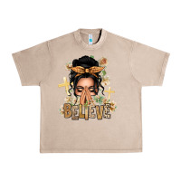 French Oak Black Hair Believe Praying Caucasian Messy Bun Urban Heavy Tee - texasbilliewilder