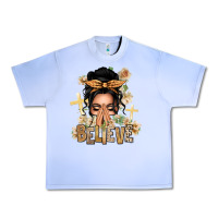 Grape Ice Black Hair Believe Praying Caucasian Messy Bun Urban Heavy Tee - texasbilliewilder
