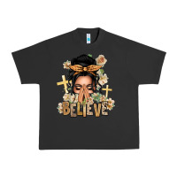 Pigment Black Black Hair Believe Praying Caucasian Messy Bun Urban Heavy Tee - texasbilliewilder