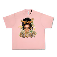 Salmon Black Hair Believe Praying Caucasian Messy Bun Urban Heavy Tee - texasbilliewilder