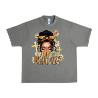 Tornado Black Hair Believe Praying Caucasian Messy Bun Urban Heavy Tee - texasbilliewilder