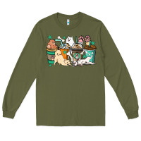 Army Green Dog coffee cups Long Sleeve Tee - HowdyJamesFarm