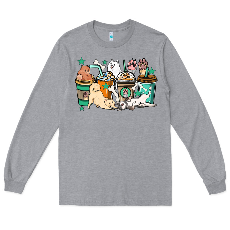 Dog Coffee Cups Long Sleeve Tee by HowdyJamesFarm | Teevron