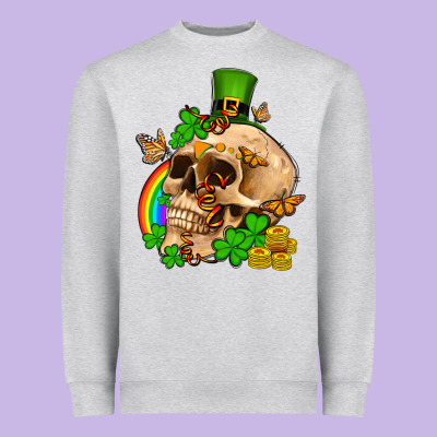 St. Patrick's Boho Skull Heavyweight Sweatshirt Designed By Oliviacreatesart
