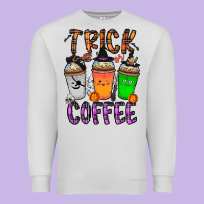 Trick Or Coffee Premium Sweatshirt Designed By Cowhidedigitalart