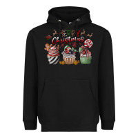 Black Merry Christmas Heavyweight Hoodie - CowhideDigitalArt