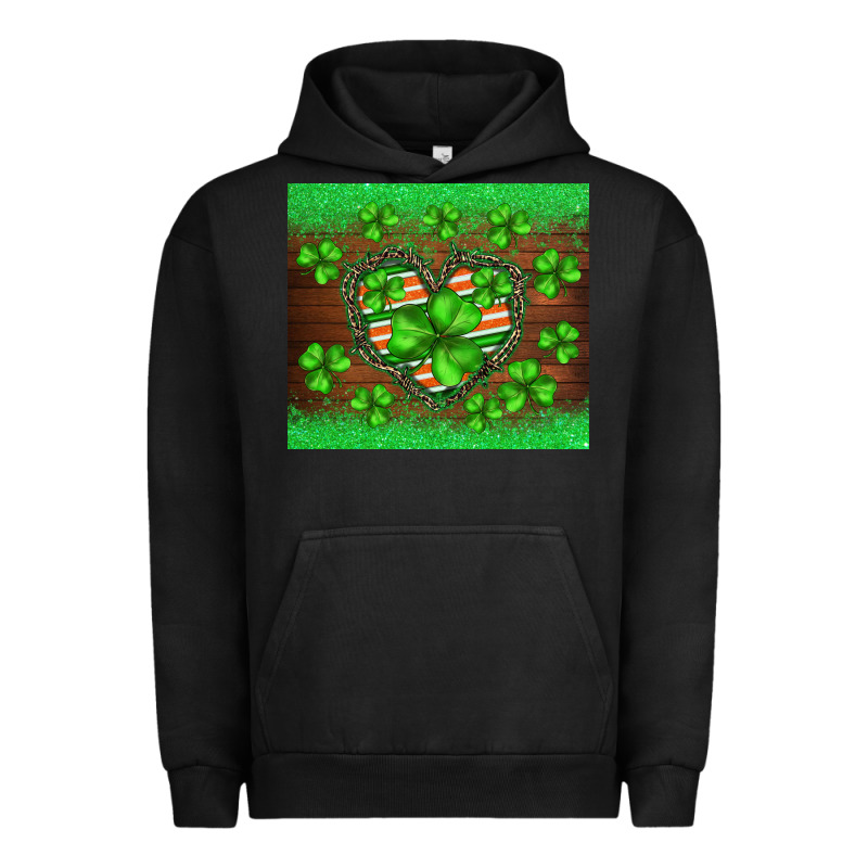 St.patricks Heart Shamrocks Glitter Urban Hoodie by BarkalooDesign | Teevron