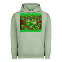 Pigment Oil Green st.patricks heart shamrocks glitter Urban Hoodie - BarkalooDesign