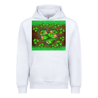 White st.patricks heart shamrocks glitter Urban Hoodie - BarkalooDesign