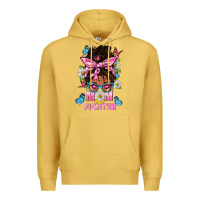 Antique Gold Mom Is A Fighter And Afro Messy Bun Mom Premium Hoodie - BundleAndBundleShop