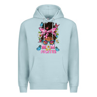 Blue Mist Mom Is A Fighter And Afro Messy Bun Mom Premium Hoodie - BundleAndBundleShop