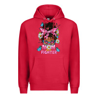 Cardinal Mom Is A Fighter And Afro Messy Bun Mom Premium Hoodie - BundleAndBundleShop