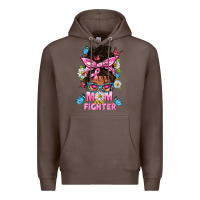 Coffee Mom Is A Fighter And Afro Messy Bun Mom Premium Hoodie - BundleAndBundleShop