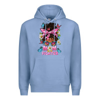 Colony Blue Mom Is A Fighter And Afro Messy Bun Mom Premium Hoodie - BundleAndBundleShop