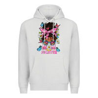 Dove Grey Mom Is A Fighter And Afro Messy Bun Mom Premium Hoodie - BundleAndBundleShop