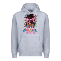 Heather Grey Mom Is A Fighter And Afro Messy Bun Mom Premium Hoodie - BundleAndBundleShop