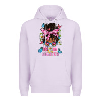 Lilac Mom Is A Fighter And Afro Messy Bun Mom Premium Hoodie - BundleAndBundleShop