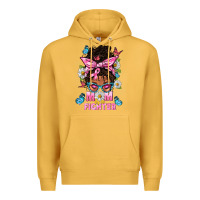 Mustard Mom Is A Fighter And Afro Messy Bun Mom Premium Hoodie - BundleAndBundleShop
