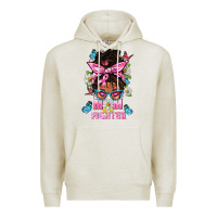 Oatmeal Heather Mom Is A Fighter And Afro Messy Bun Mom Premium Hoodie - BundleAndBundleShop