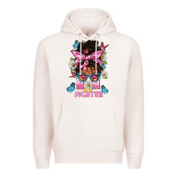 Pale Pink Mom Is A Fighter And Afro Messy Bun Mom Premium Hoodie - BundleAndBundleShop