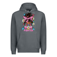 Rock Mom Is A Fighter And Afro Messy Bun Mom Premium Hoodie - BundleAndBundleShop