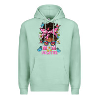 Seafoam Mom Is A Fighter And Afro Messy Bun Mom Premium Hoodie - BundleAndBundleShop