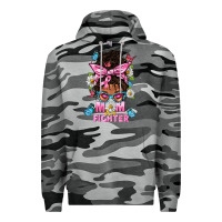 Slate Camo Mom Is A Fighter And Afro Messy Bun Mom Premium Hoodie - BundleAndBundleShop