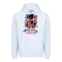 White Mom Is A Fighter And Afro Messy Bun Mom Premium Hoodie - BundleAndBundleShop