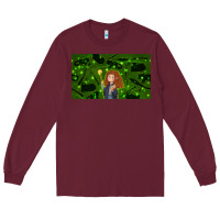 Burgundy wizard girl and cat Long Sleeve Tee - TumblerDesignByShophia