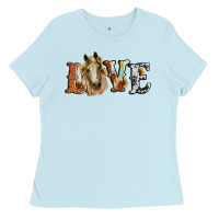 Baby Blue love horse sunflower Ladies Tee - RanaPortraitStore