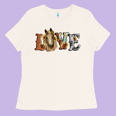 Love Horse Sunflower Ladies Tee Designed By Ranaportraitstore