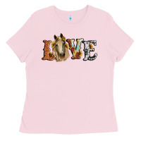 Bubblegum Pink love horse sunflower Ladies Tee - RanaPortraitStore