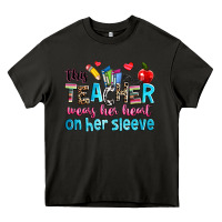 Asphalt this teacher wears her her on her sleeve Heavy Core Tee - NancyCooperArtShop