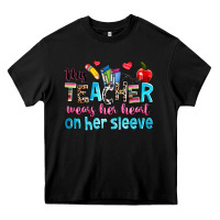Black this teacher wears her her on her sleeve Heavy Core Tee - NancyCooperArtShop