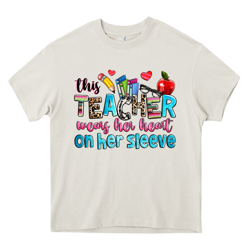 This Teacher Wears Her Her On Her Sleeve Heavy Core Tee by NancyCooperArtShop | Teevron