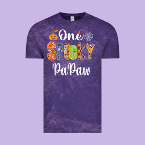 Grandpa Family Halloween Matching Shirts, One Spooky Papaw T Shirt Vintage Tee Designed By Maiphamdesign
