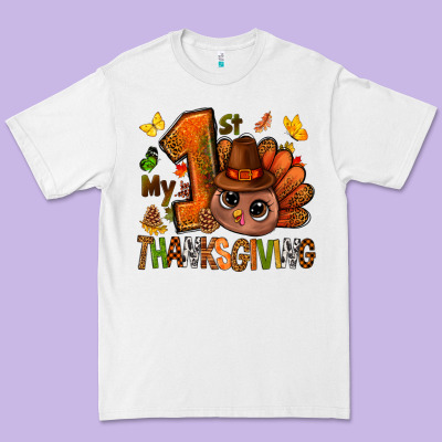 My First Thanksgiving With Turkey Bbs Premium Tee Designed By Bundleandbundleshop